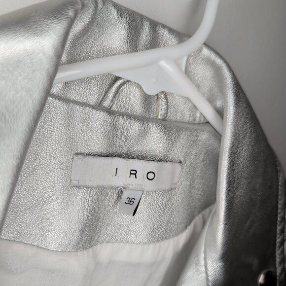 IRO Silver to Purple Ombre Metallic Leather Biker Jacket - Picture 5 of 9